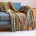 Miniatyrbilde 1 av 4: Boho Kast Teppe Utenfor Strikket Kvast Teppe, (Gul 50x