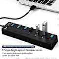 Miniatyrbillede 2 af 5: 7 Porte USB3.0 USB HUB Ultra-Slank Data USB Splitter Opladning Multi USB Port Expander 02 USB3.0 7port