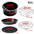 Miniatyrbilde 1 av 3: 5 stk 6 tommers Air Fryer tilbehør for 3,2qt-2,8qt Pizzatallerken Gri