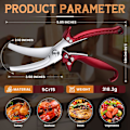 Miniatyrbild 5 av 5: 1PC Silver Sharp Poultry Scissors - Red Bone Scissors with Serrat