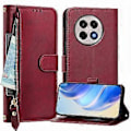 Miniatyrbillede 2 af 5: Til OnePlus Ace 5 Pro 5G/OnePlus 13R 5G Etui Lynlåslomme Flere Kortpladser Læder Telefon Cover Red