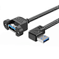 Pikkukuva 1 / 5: USB 3.0 -jatkokaapeli, USB 3.0 -uros-naarasadapterijohto paneelikiinnitysruuveilla teollisuuskäyttöön 0.3m right