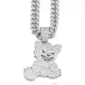 Pikkukuva 1 / 5: Trendikäs Karhu Riipus Kaulakoru Miehille Kuubalainen Linkkiketju Choker Bling Timantti Kaulaketju Strassit Solisluuketju Korut silver
