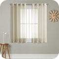 Miniatyrbillede 1 af 5: 2 stk. Beige Voile Gardiner 150x250 cm Semi-Sheer Øje i
