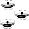 Miniatyrbillede 4 af 5: Sort - Sæt med 3 gummipropper til vask med kuglekæde 40mm/43mm/50m