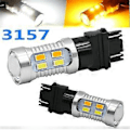 Miniatyrbild 3 av 5: 2X Högeffekts 3157 LED DRL Vit/Gul Switchback Blinkers Parkeringsljus 20-SMD-5730 Glödlampor Dubbel C