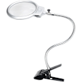 Miniatyrbillede 1 af 5: 2,5 x 10 x Fleksibel Metal Skrivebords Luplampe med Klemme og 2 LED