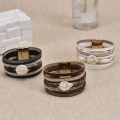 Miniatyrbillede 2 af 4: Læder Wrap Armbånd Multilayer Flettet Armbånd Boho Manchet Brace