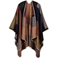 Miniatyrbillede 1 af 5: Dame Poncho Sjal Vintage Varm Åben Front Wrap Cape Reversible