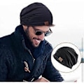 Miniatyrbild 5 av 5: Unisex Mjuk Bomullsmössa Varma Softshell-mössor Vinterhattar Mode Bekväma Mjuka Mössor Svart