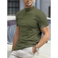 Pikkukuva 1 / 2: Miesten T-paita Tee Tee Top Plain Turtleneck Street Vacation Lyhythihaiset Vaatteet Vaatteet Designer Basic Modern Contemporary.S.Army Green