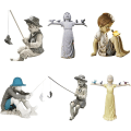 Miniatyrbilde 3 av 5: 3D-harpikshagefigur av fiskergutt, til hjem, utendørs, hage
