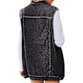 Miniatyrbillede 3 af 4: Dame Denimjakke Ærmeløs Knapliste Jean Vest Midt Lang Veste.X Large.Blå