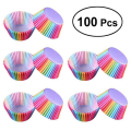 Miniatyrbillede 1 af 5: 100 stk. Cupcakeforme, Regnbue Kagepapirkopper til Fødselsdagsbryllup