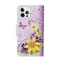 Miniatyrbillede 3 af 5: Farvet Tegne Etui til iPhone 12 Pro Max Yellow Flower Butterfly
