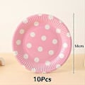 Miniatyrbillede 4 af 5: 10 stk. festartikler 7 tommer prikket papirbakke kagetallerken engangsgrilltallerken (pink)