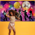 Pikkukuva 3 / 5: Disco-juhlatarvikkeet, suuri kangas 70-luvun 80-luvun 90-luvun disco