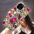 Pikkukuva 2 / 3: Kotelo yhteensopiva iPhone 13 Pro Max:n kanssa, 3D käsintehty ylellinen kiiltävä kristalli glitter strassi jalokivet kirkas kova PC-kotelo violetti B