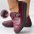 Miniatyrbillede 2 af 5: Dame Ballerina Slip-ons Bløde Sko Komfort Broderede Sko Hverdag Flad Hæl Rund Tå Elegant Afslappet Gummi Loafer.43. 43
