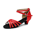 Miniatyrbillede 1 af 4: Dame Latin Sko Dansesko Scene Indendørs Chacha Basic Hæl Øvelse Lav Hæl Navy Tan Sort-happygo.33.Rød Red 33
