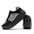 Miniatyrbillede 2 af 2: Kile Sneakers til kvinder, Blanke snørebånd Wedge sko, Åndbare højdeforøgende sko Træsko.41.Sort