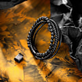 Miniatyrbild 3 av 5: Armband i läder för män, armband i natursten