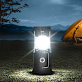 Miniatyrbild 4 av 4: Solcells-/USB-laddningsbar LED-lykta, kraftfull campinglampa, bärbar trädgårdslykta, 360° fackla hängande belysning med vattentät för bivack/räddning/garage/grotta/fiske(svart)