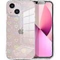 Pikkukuva 1 / 5: Yhteensopiva iPhone 13 -koteloiden (2021) 6,1 tuuman laserglitter-sateenkaarisyydänkotelon kanssa, söpö kuvio suunniteltu iPhone 13 -kotelon tytöille ja naisille