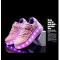 Miniatyrbillede 4 af 5: Børnesneakers Dobbelthjulede Sko LED Lys Sko Q7-yky.29.Pink Pink 29