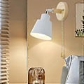 Miniatyrbillede 4 af 5: Sengelampe til væg Macaron Farve Træ E27 10cm Base Justerbar Dekorativ Lampe Uden Lyskilde Hvid med Kontakt