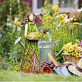 Miniatyrbillede 5 af 5: Fe-havefigur med fuglefoderstatue skulptur græsplænedekoration