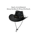 Miniatyrbillede 4 af 5: Cowboy Hat Dame Solbeskyttelseshat til Sceneoptræden Kostume Rekvisitter Shopping (Sort)