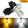 Miniatyrbild 2 av 5: 2X Högeffekts 3157 LED DRL Vit/Gul Switchback Blinkers Parkeringsljus 20-SMD-5730 Glödlampor Dubbel C