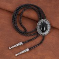 Miniatyrbilde 4 av 4: Bolo slips, håndlaget rund vestlig denim slips slips svart