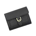 Miniatyrbillede 1 af 5: Dame Lille Kompakt Pung Pu Læder Clutch Punge Kortholder Damepung Pengetaske, Clutch Pung Tre-fold Punge Sort Black