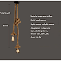 Miniatyrbilde 3 av 5: 60CM Hengekleselampen Hengekleselampe Hemp Tau Industriell Taklampe