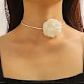 Pikkukuva 5 / 5: Tyylikäs poltetun reunan kukka choker kaulakoru naisille romanttinen kukka choker solisluu juhla banketti kaulakoru koru lahja musta Black
