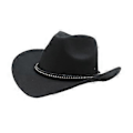 Miniatyrbillede 4 af 5: Western Cowboy Hat Mode Fedora til Rollespil Festlig Cosplay Gave Performance (Sort)