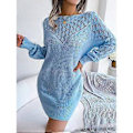 Pikkukuva 3 / 5: Bodycon-neulemekko, avoin olkapää, ontto minimekko, lyhtyhihat, pitkät hihat, neulepuseromekot naisille