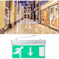 Miniatyrbillede 3 af 5: LED-nødbelysning, LED-nødsignallys, grønne sikkerhedsevakueringslys til indkøbscentre, supermarkeder, stationer og underholdningssteder (mod ydersiden).