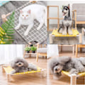 Miniatyrbillede 5 af 5: 1 sæt (sort firkant) massivt træ lærred kæledyrsseng hund seng katteseng Q