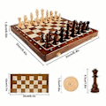 Miniatyrbild 3 av 5: 3 i 1 Schack Dam Backgammon Spelset med Hopfällbar Träbräda för Förvaring, Portabelt Resepussel Brädspelskombinationsset för Barn & Vuxna