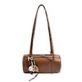 Pikkukuva 1 / 5: Monitoiminen retrotyylinen sylinterilaukku naisille PU-nahkainen olkalaukku 2025 Design Crossbody-kukkaro kainalolaukut ruskea brown