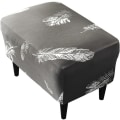 Miniatyrbillede 1 af 5: 1PC(Hvid fjer) Ottoman Cover Rektangulær Stretch Ottoman Cove