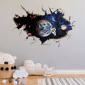 Miniatyrbilde 1 av 5: 3D Planet Galaxy Astronaut Veggklistremerker, Flyttbar Univers Ut