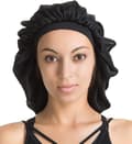 Stor Satin Silke Bonnet Sovhatt – (svart) Lyxigt Tyg, Prem