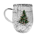 Miniatyrbillede 1 af 5: Isoleret dobbeltvægget kaffekrus i glas 300 ml julevandkop drikkeglas varmebestandigt glas til festbrug Xmas tree