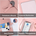Miniatyrbilde 4 av 5: Rosa dame skuldertaske lille touch screen telefon taske, sød PU læder crossbody taske til kvinder