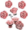 8 st Eleganta Rosa Knoppar i Keramik för Skåp