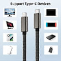 Miniatyrbild 4 av 5: PD240W USB C-kabel Stöder 20 Gbps Dataöverföring 4K Video Ljudutgång för Bärbara Datorer Telefoner för Hemmakontor Resor 0.5m